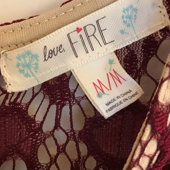 (CRIMSON/MAROON) Love FIRE Long Sleeve Lace Dress - Picture 4 of 4